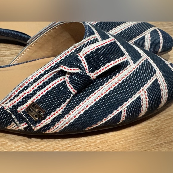 NEW TOMMY HILFILGIER NANCEE D'ORSAY STRIPED CANVAS FLATS SIZE 7.5 - Picture 4 of 13